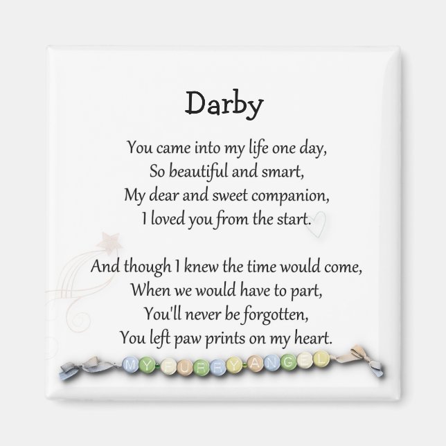 Tass avtryck på mitt hjärt- och husdjursminnen magnet (Framsidan)