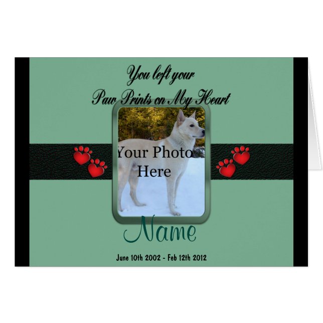 Tass avtryck på mitt hjärta - Grönten Mint Hälsningskort (Framsidan Horizontal)