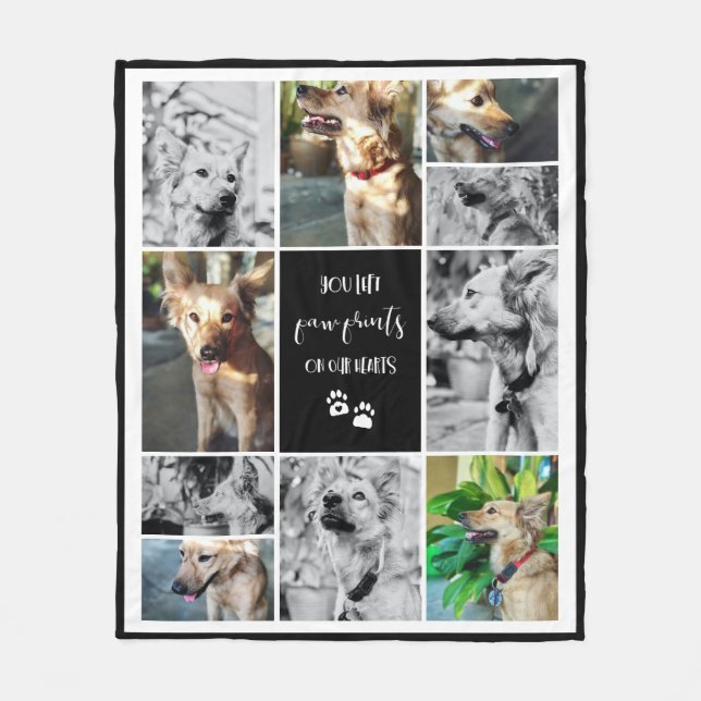 Tass avtryck på vårt minneskollage för Pet-paket Fleecefilt (Framsidan)