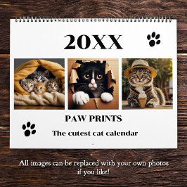 Tass avtryck Pet Cat Photo Art Large Kalender