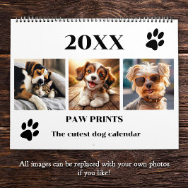 Tass avtryck Pet Hund Photo Art Large Kalender