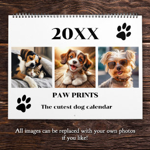 Tass avtryck Pet Hund Photo Art Large Kalender