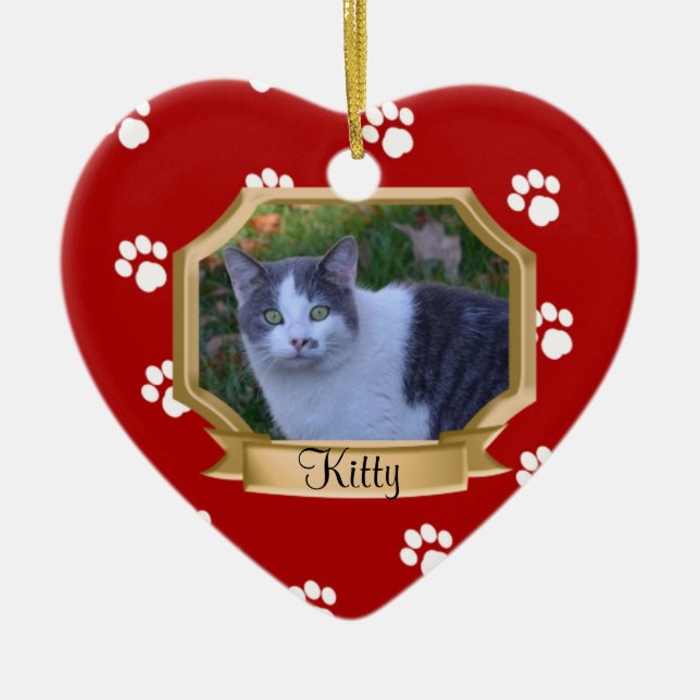 Tass avtryck Pet Photo Ram Red Julgransprydnad Keramik (Framsidan)