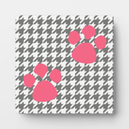 Tass avtryck Plaque - Grått Rosa Houndstooth