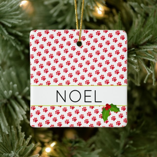 Tass avtryck Red PET NAMN PHOTO Helgdag Julgransprydnad Keramik (Träd)