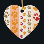 tass avtryck söta Hundälskare Julgransprydnad Keramik<br><div class="desc">Utformning med ett sött mönster i hund i orange och gult och varmt färg. Den här designen ser ut som om en hund har gått över produkten! För hundälskare överallt.</div>