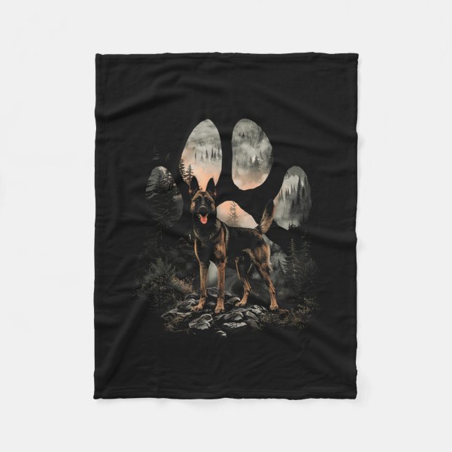 Tass Belgiska Malinois Hund Pappa bergsberg vid Ma Fleecefilt (Framsidan)