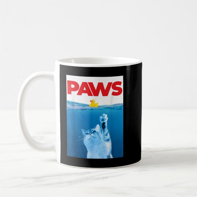 TASS Cat och Gult Rubber Anka Cute Kitten Funny Kaffemugg (Vänster)
