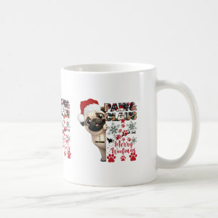 Tass Claus Pug i Hundälskarna Santa Hat Snöflingor Kaffemugg