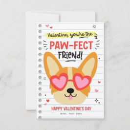 Tass-fect Hund Pun Kids Classroom Valentine Card Inbjudningar