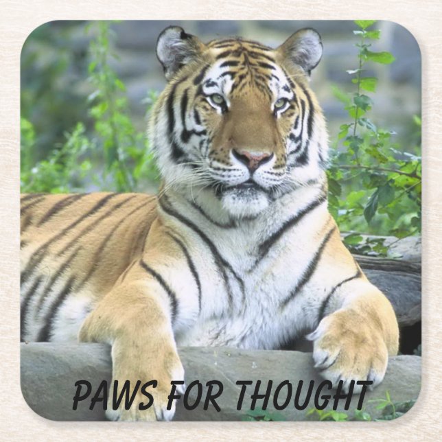 Tass for Think Tiger Underlägg Papper Kvadrat (Framsidan)