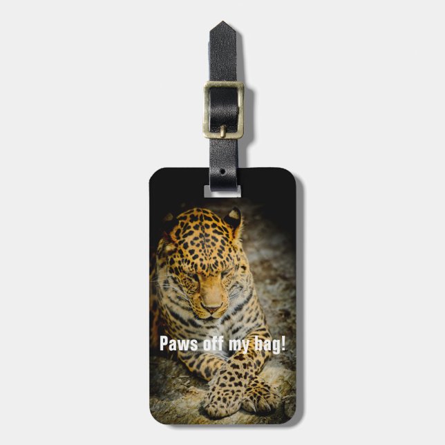 Tass från min väska! Resterande leopard Luggage Ta Bagagebricka (Vertikal Framsida)