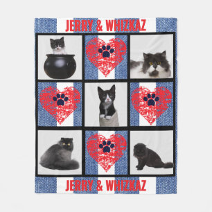 🐾 Tass Heart Pet Photo Grid Design Fleecefilt