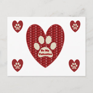 Tass Heart Red White Glitter Vykort