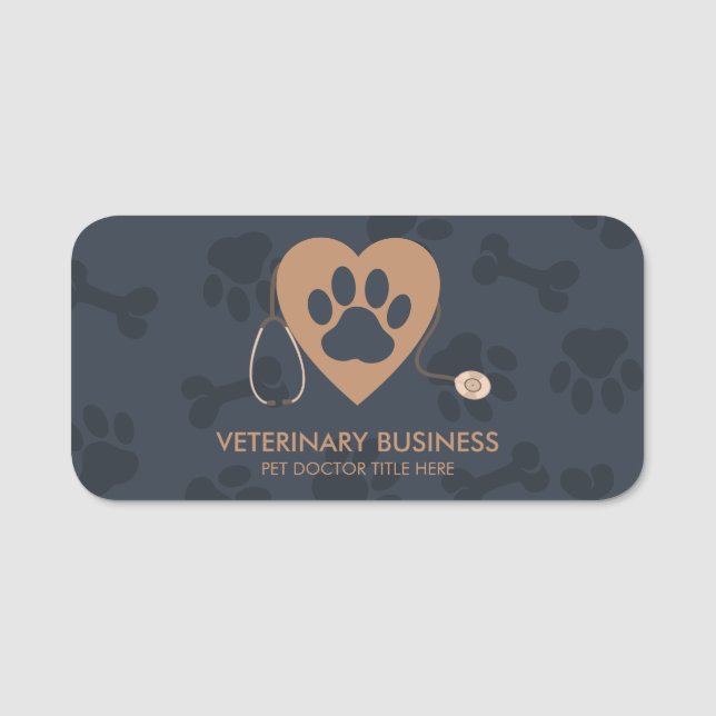 Tass Heart Stethescope Pet Doktor Veterinär Namnbricka (Framsida)