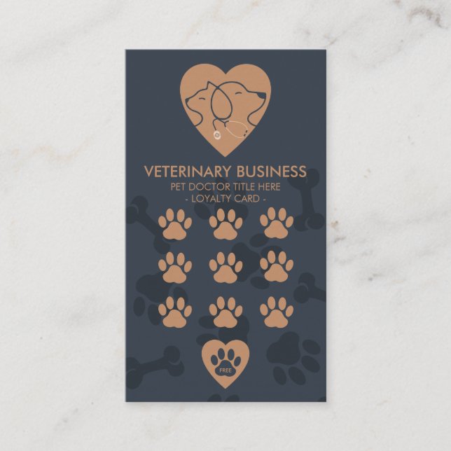 Tass Heart Stethescope Pet Doktor Veterinary Lojalitetskort (Framsida)