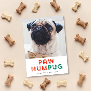 Tass Hum Pug Hund Cute Funny Type-foto av Helgdag Julkort