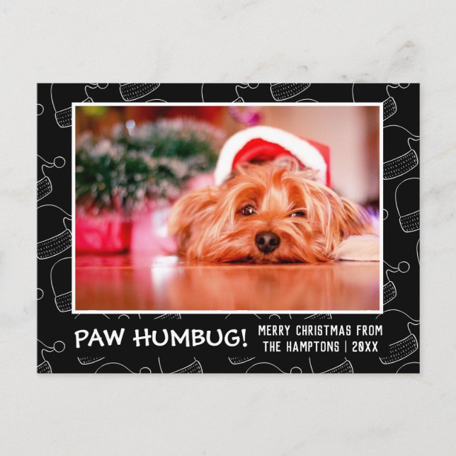 Tass Humbug Pet Photo Black Santa Hat Helg Vykort (Framsida)