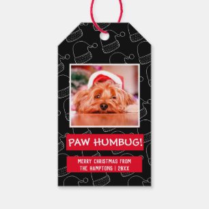 Tass Humbug Pet Photo Red och Black Jul Presentetikett