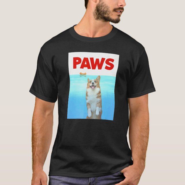 Tass Hund Parody 80s Corgi Shark Hund T Shirt (Framsida)