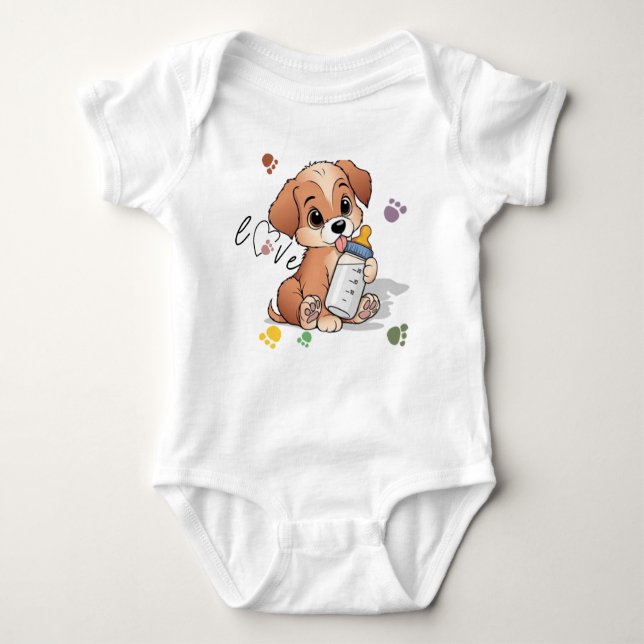 Tass Kärlek Cute Puppy Hund T Shirt (Framsida)