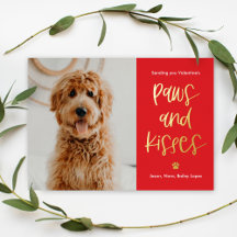 Tass Kisses Foil Valentine Day Pet Photo Card