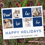 Tass La La La Blue Buffalo Pput Pet Photo Collage Helg Vykort<br><div class="desc">Tass La La La La La! Skicka söta och roligt semesterhälsningar med det här toppen anpassningsbarna för söta helgdag. God jul önskemål från hund med söt tass avtryck i en roligt modern fotodesign. Lägg till foton eller familjefoto från hundar med hund och anpassa med namn, meddelande och år. Det här...</div>