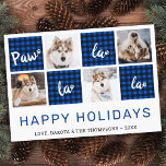 Tass La La La Blue Buffalo Pput Pet Photo Collage Julkort<br><div class="desc">Tass La La La La La! Skicka söta och roligt semesterhälsningar med det här toppen anpassningsbarna för söta helgdag. God jul önskemål från hund med söt tass avtryck i en roligt modern fotodesign. Lägg till foton eller familjefoto från hundar med hund och anpassa med namn, meddelande och år. Det här...</div>