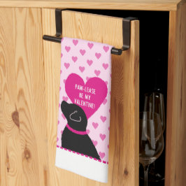 Tass-Lease BE My Valentine Black Hund Kitchen Towe Kökshandduk