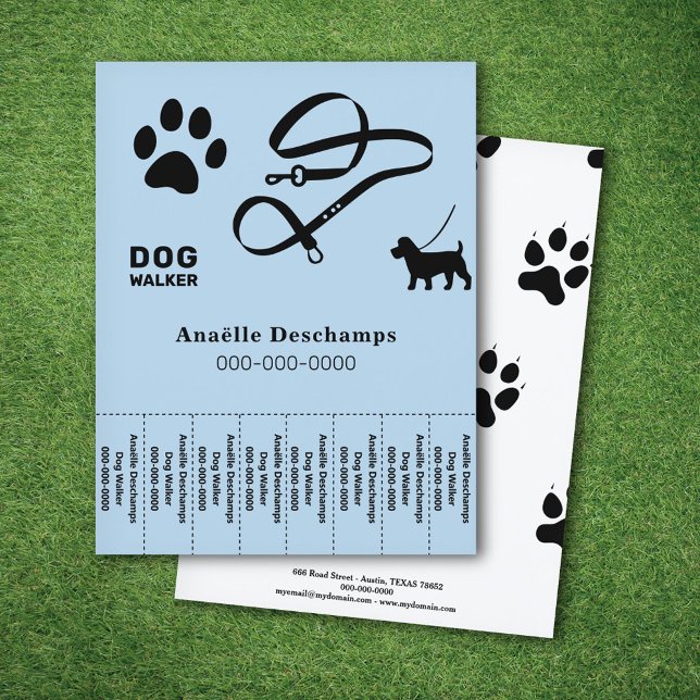 Tass & Leash - Dog Walker Tear Off Strips Flyer (paw_leash_dog_walker_tear_off_strips_flyer)