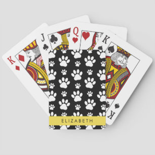 Tass Mönster, Hund, Tassar, Svartvit, ditt namn Casinokort