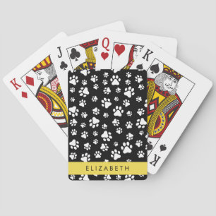 Tass Mönster, Hund, Tassar, Svartvit, ditt namn Casinokort