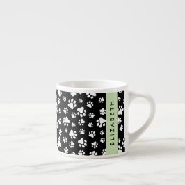 Tass Mönster, Hund, Tassar, Svartvit, ditt namn Espressomugg