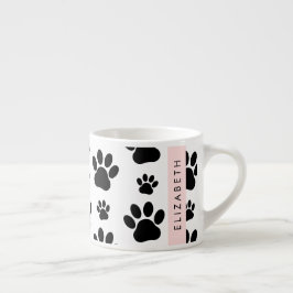 Tass Mönster, Hund, Tassar, Svartvit, ditt namn Espressomugg