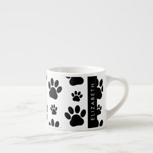 Tass Mönster, Hund, Tassar, Svartvit, ditt namn Espressomugg