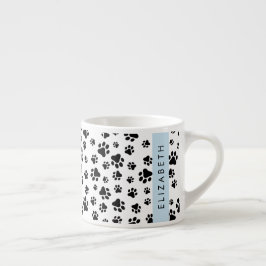 Tass Mönster, Hund, Tassar, Svartvit, ditt namn Espressomugg