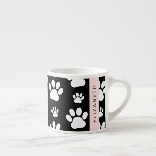Tass Mönster, Hund, Tassar, Svartvit, ditt namn Espressomugg