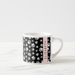 Tass Mönster, Hund, Tassar, Svartvit, ditt namn Espressomugg