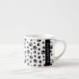 Tass Mönster, Hund, Tassar, Svartvit, ditt namn Espressomugg