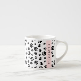 Tass Mönster, Hund, Tassar, Svartvit, ditt namn Espressomugg