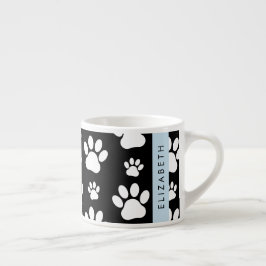 Tass Mönster, Hund, Tassar, Svartvit, ditt namn Espressomugg