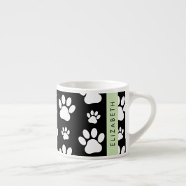 Tass Mönster, Hund, Tassar, Svartvit, ditt namn Espressomugg