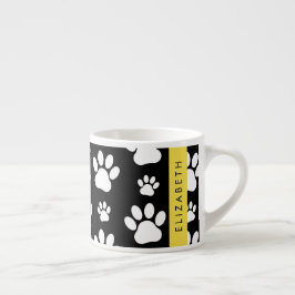 Tass Mönster, Hund, Tassar, Svartvit, ditt namn Espressomugg