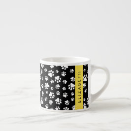 Tass Mönster, Hund, Tassar, Svartvit, ditt namn Espressomugg
