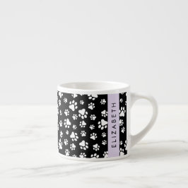 Tass Mönster, Hund, Tassar, Svartvit, ditt namn Espressomugg