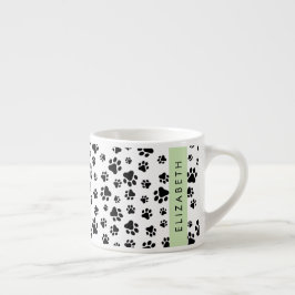 Tass Mönster, Hund, Tassar, Svartvit, ditt namn Espressomugg