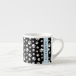 Tass Mönster, Hund, Tassar, Svartvit, ditt namn Espressomugg