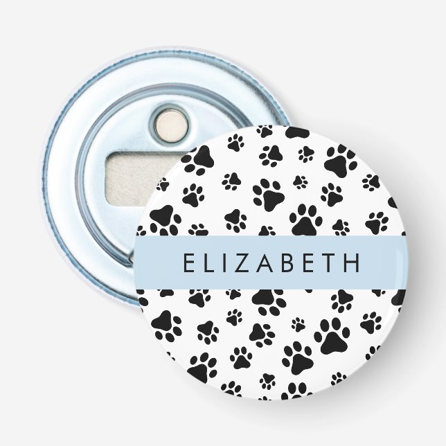 Tass Mönster, Hund, Tassar, Svartvit, ditt namn Flasköppnare (Framsidan)