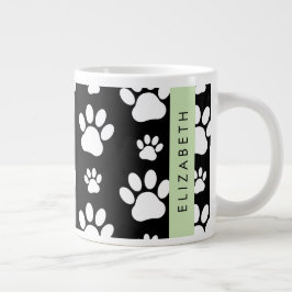 Tass Mönster, Hund, Tassar, Svartvit, ditt namn Jumbo Mugg