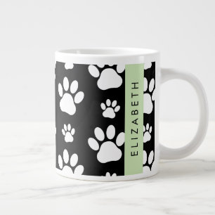 Tass Mönster, Hund, Tassar, Svartvit, ditt namn Jumbo Mugg